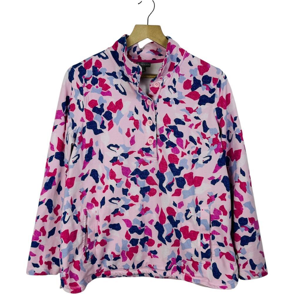 T By Talbots Printed Long Sleeve 1/2 Button Pullo… - image 3